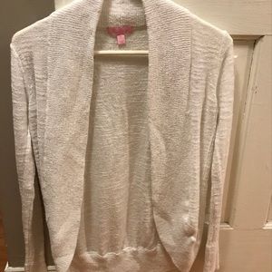 Lily Pulitzer White Open Front Cardigan